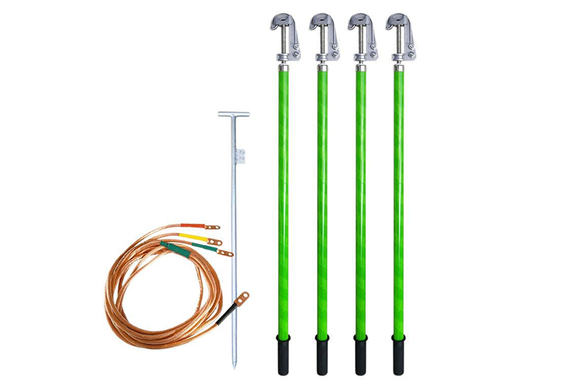 Monkey head type grounding set, with round clamp head for firm grounding connections