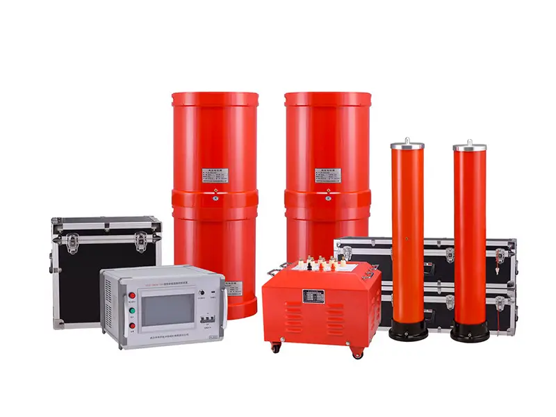 Components of ZW Series AC Resonant Test System including control unit, exciting transformer, and reactors.