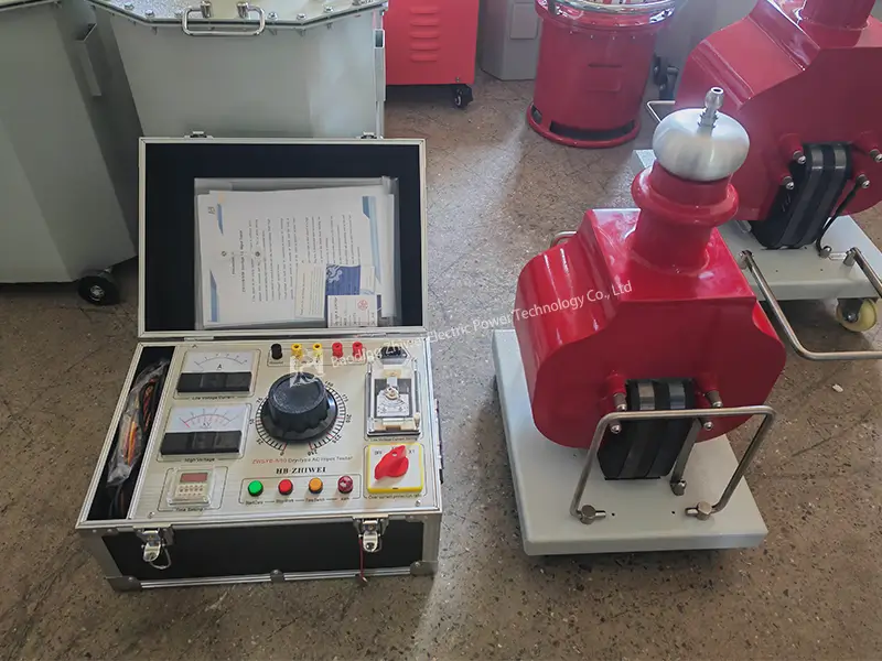 AC DC Hipot tester dry‑type transformer and control box lab photo
