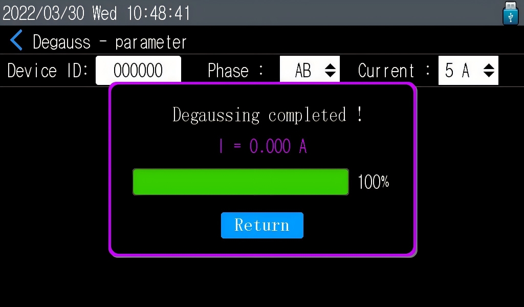 demagnetize/assist magnetization to allow stored energy in the inductance to dissipate before taking readings