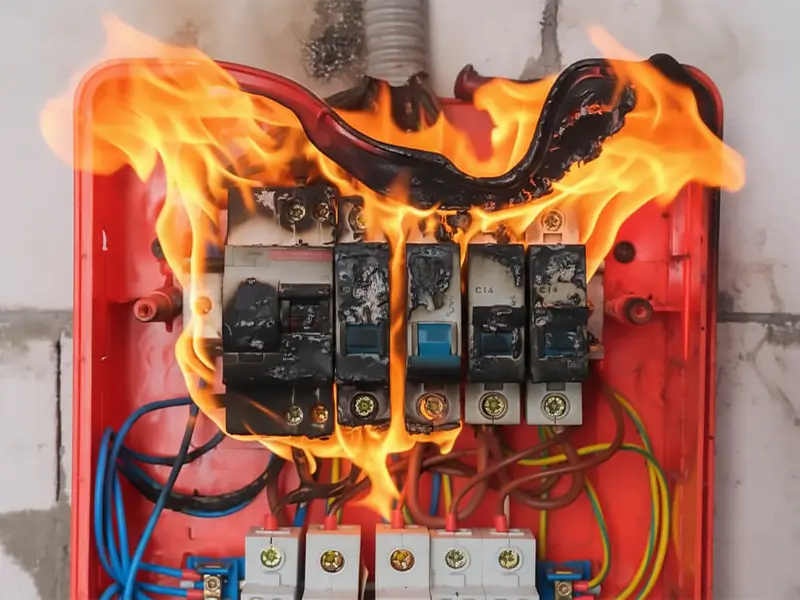 Insulation failure causes fire