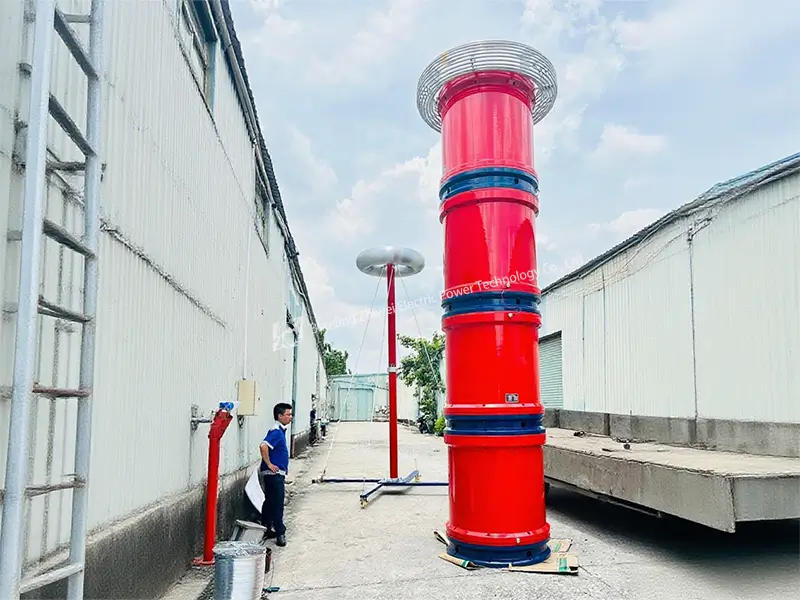 On-site AC withstand voltage testing using the Variable Frequency AC Resonant Test System.