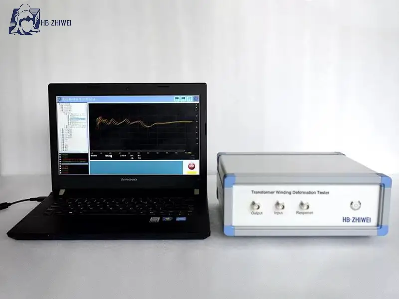 ZHIWEI Transformer Winding Deformation Tester alongside its diagnostic software or transformer SFRA tester