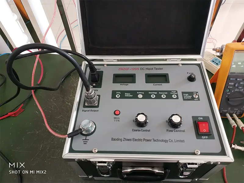 ZWZGF DC Hipot Tester control box panel with 0.75U MOA test button